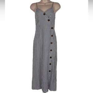 NWT Medium Candy Stripe Blue and White linen blend Women's Strapless A.n.a